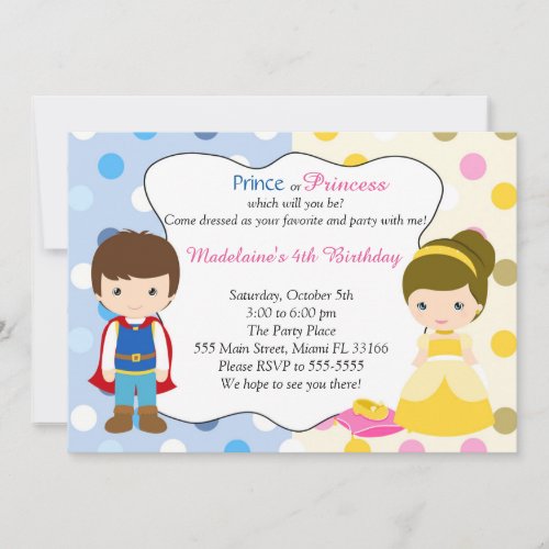 Prince Princess Invitation Kids Birhday Party