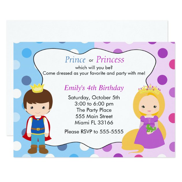 Prince Princess Invitation Kids Birthday Party