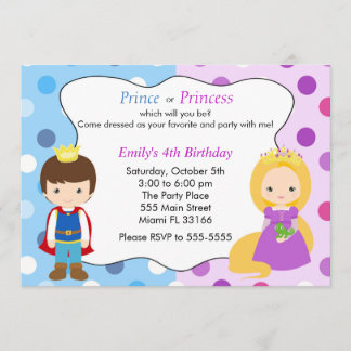 Prince Princess Invitation Kids Birthday Party