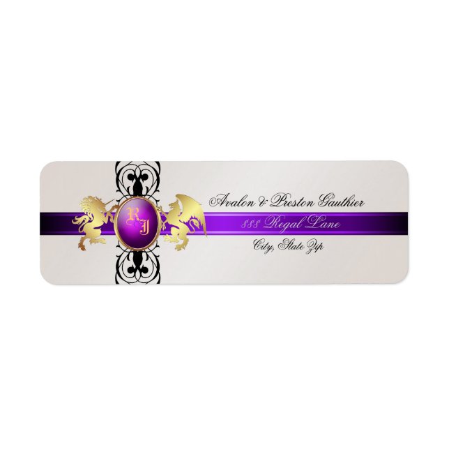 Prince & Princess Purple Champange Address Labels (Front)
