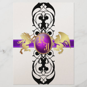 Prince & Princess Purple Gold Champagne 6x8 Invitation