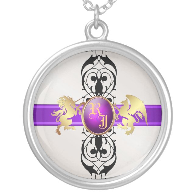 Prince & Princess Purple Jewel Monogram Necklace 2 (Front)