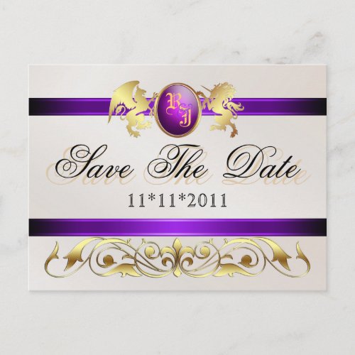 Prince  Princess Purple Save The Date Postcard