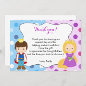 Prince Princess Thank You Card Girl Boy Birthday (Front/Back)