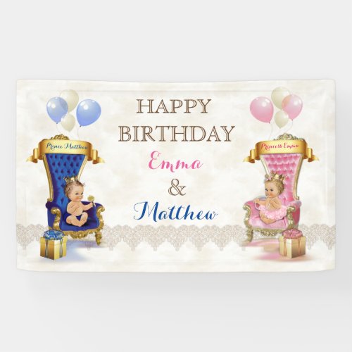 Prince  Princess Throne Twins Boy Girl Customized Banner