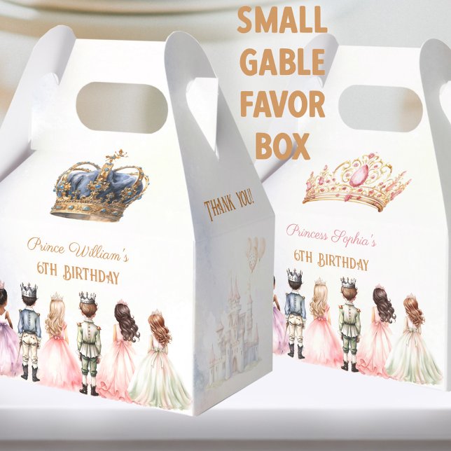 Prince Princess Twins Royal Birthday Boy Girl Favor Boxes (Prince Princess Twins Crown Royal Birthday Favor Boxes)