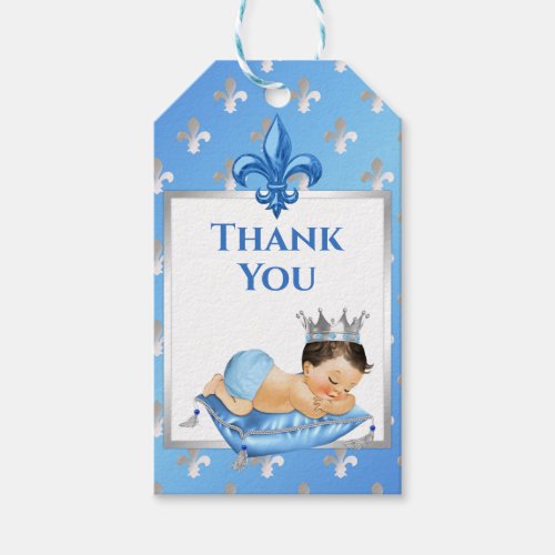 Prince Royal Baby Blue  Silver Crown Pillow Gift Tags