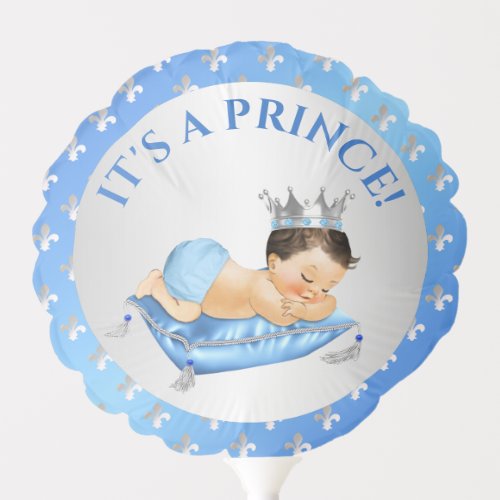 Prince Royal Baby Blue  Silver Pillow Balloon