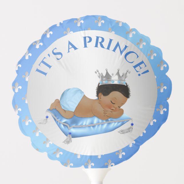 Prince Royal Baby Blue & Silver Pillow Balloon (Front)