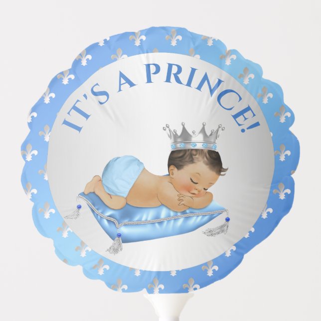 Prince Royal Baby Blue & Silver Pillow Balloon (Front)