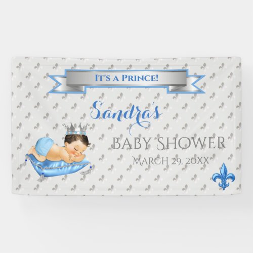 Prince Royal Baby Blue  Silver Pillow Banner