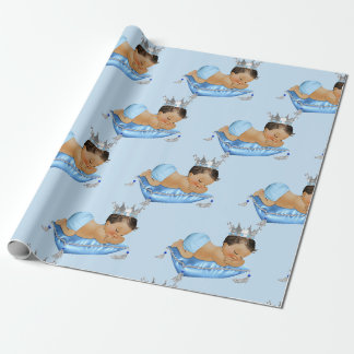 Prince Royal Baby Blue & Silver Pillow Boy Wrapping Paper
