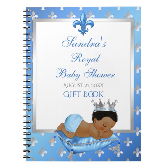Prince Royal Baby Blue & Silver Pillow Gift Guest Notebook (Front)
