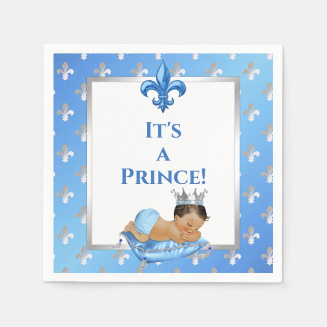 Prince Royal Baby Blue & Silver Pillow Napkins (Front)