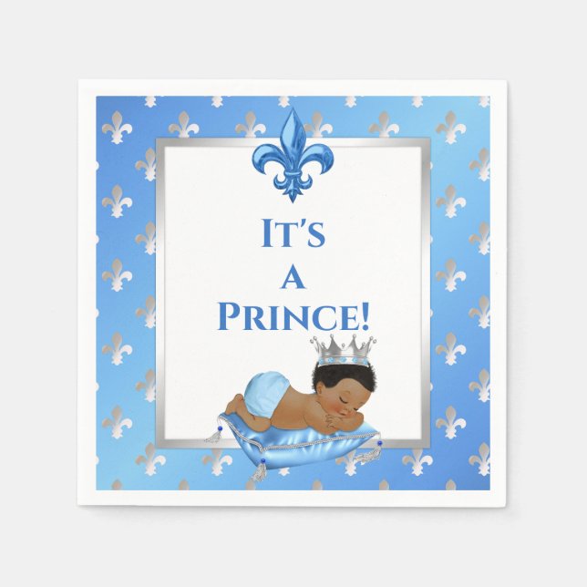 Prince Royal Baby Blue & Silver Pillow Napkins (Front)