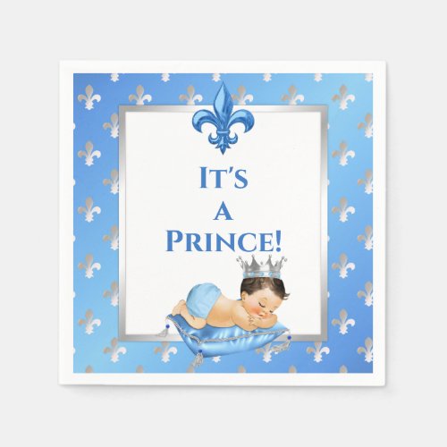 Prince Royal Baby Blue  Silver Pillow Napkins