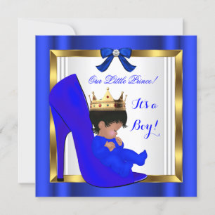 Prince Royal Baby Shower Cute Boy Blue Shoe Invitation