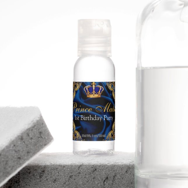 Prince Royal blue and gold crown and silk Hand Sanitizer (Insitu)