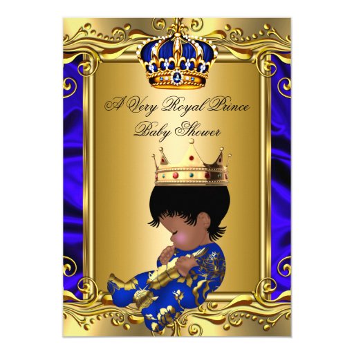 Prince Royal Blue Baby Shower Regal Gold Boy 2 Card | Zazzle