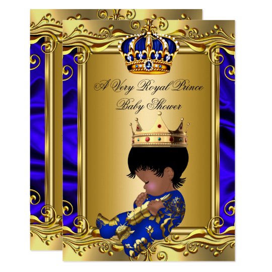 Prince Royal Blue Baby Shower Regal Gold Boy 2 Invitation | Zazzle.com