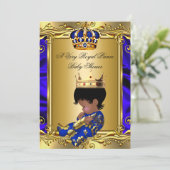 Prince Royal Blue Baby Shower Regal Gold Boy 2 Invitation (Standing Front)