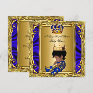 Prince Royal Blue Baby Shower Regal Gold Boy Invitation