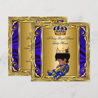 Prince Royal Blue Baby Shower Regal Gold Boy Invitation