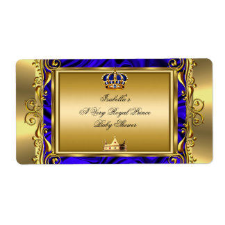 Prince Royal Blue Baby Shower Regal Gold Boy Label