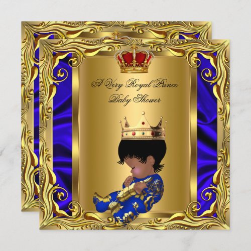 Prince Royal Blue Baby Shower Regal Red Gold Boy 5 Invitation