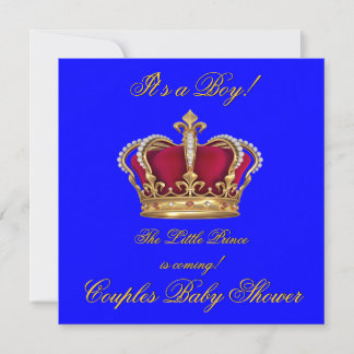 Prince Royal Blue Boy Baby Shower Crown Invitation