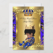 Prince Royal Blue Boy Baby Shower Regal Gold Invitation (Front)