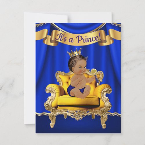 Prince Royal Blue Gold Baby Shower Invitations