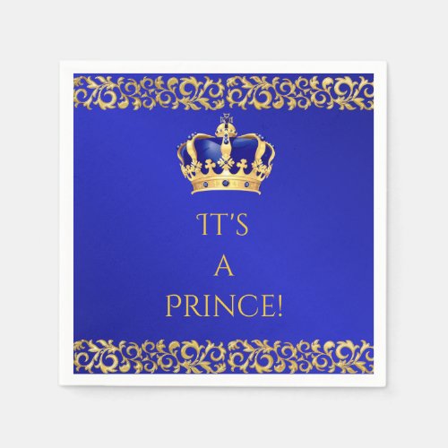 Prince Royal Blue  Gold Crown Napkins