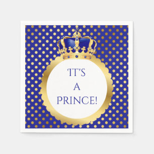 Prince Royal Blue & Gold Crown Napkins