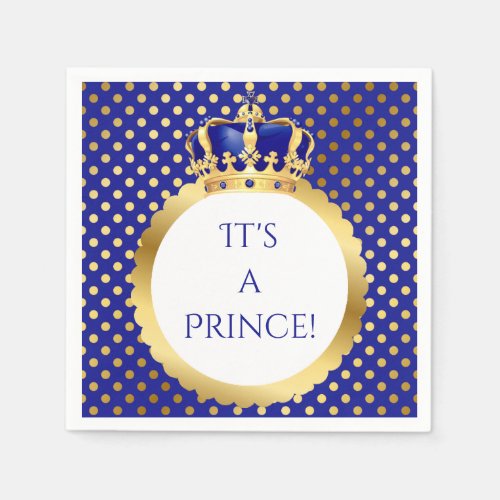 Prince Royal Blue  Gold Crown Napkins