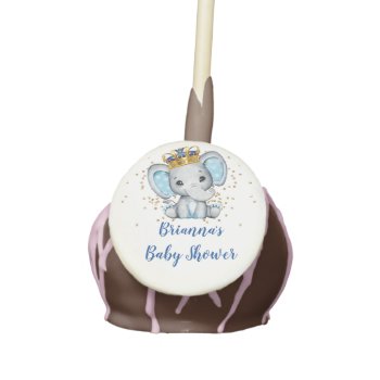 Prince Royal Blue Gold Elephant Boy Baby Shower Ca Cake Pops by WittyPrintables at Zazzle