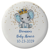 Prince Royal Blue Gold Elephant Boy Baby Shower Chocolate Covered Oreo