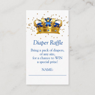 Prince Royal Blue Gold Elephant Diaper Raffle Enclosure Card
