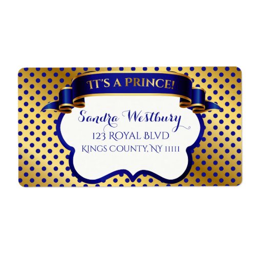 Prince Royal Blue Gold Thank You Gift Address Label