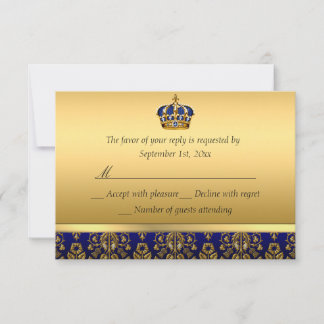 Prince Royal Blue Regal Crown Baptism RSVP