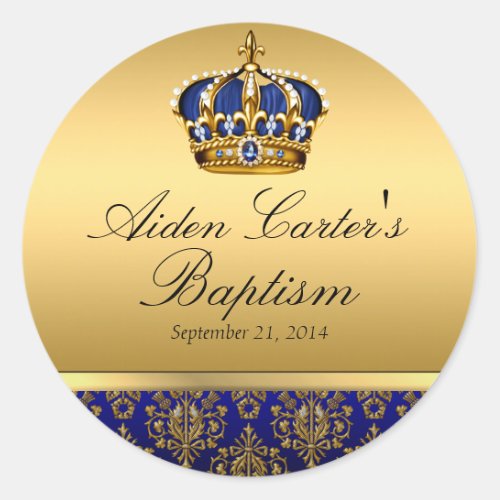 Prince Royal Blue Regal Crown Baptism Sticker