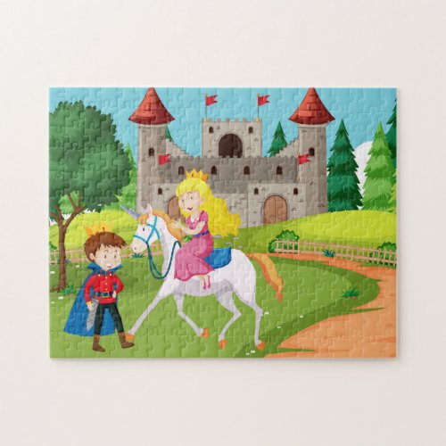 Prince teaching his Princess horse riding Jigsaw Puzzle