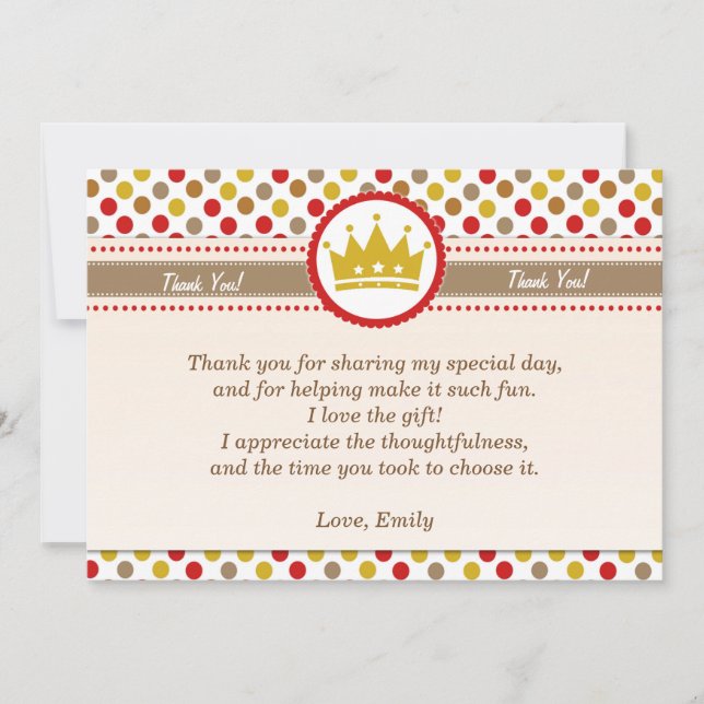 Prince Thank You Card Red Gold (Front)
