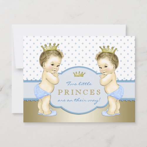 Prince Twin Boy Baby Shower Invitation