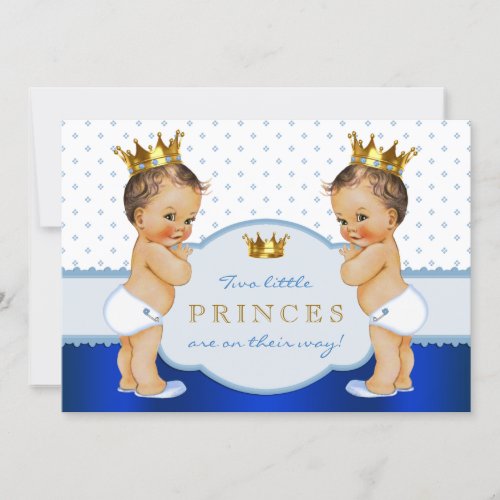 Prince Twin Boy Baby Shower Invitation