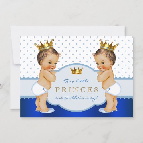 Prince Twin Boy Baby Shower Invitation