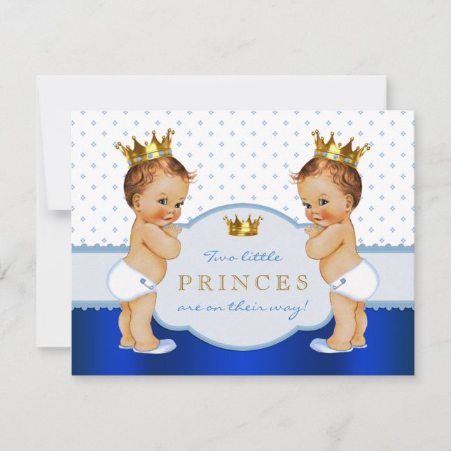 Prince Twin Boy Baby Shower Invitation (Front)