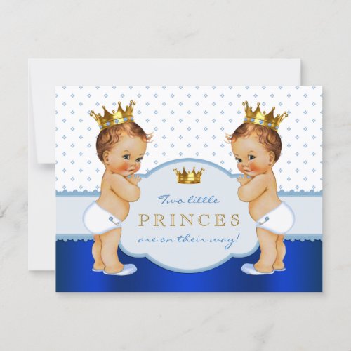 Prince Twin Boy Baby Shower Invitation