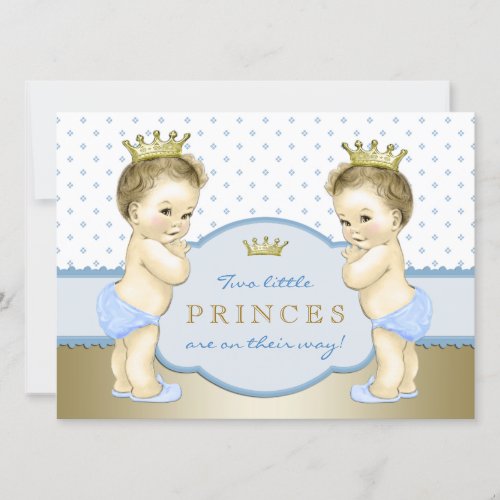 Prince Twin Boy Baby Shower Invitation