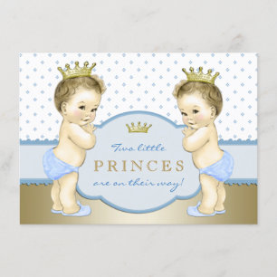Prince Twin Boy Baby Shower Invitation